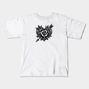 Tattoo with heart rose and arrow Kids T-Shirt